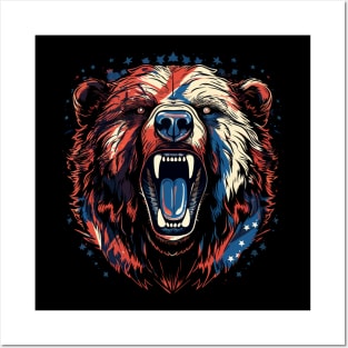 Patriotic Grizzly Bear Posters and Art